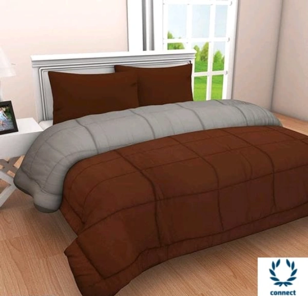 HIGH QUALITY 250 GSM Luxury Premium Microfiber Soft Reversable DOUBLE BED (90*100 INCH) All Season Comforter_Blanket/RAJAI/Quilt(Golden Yellow & Gray) - Free Size, Brown/Light Grey, Microfabric, Pack of1